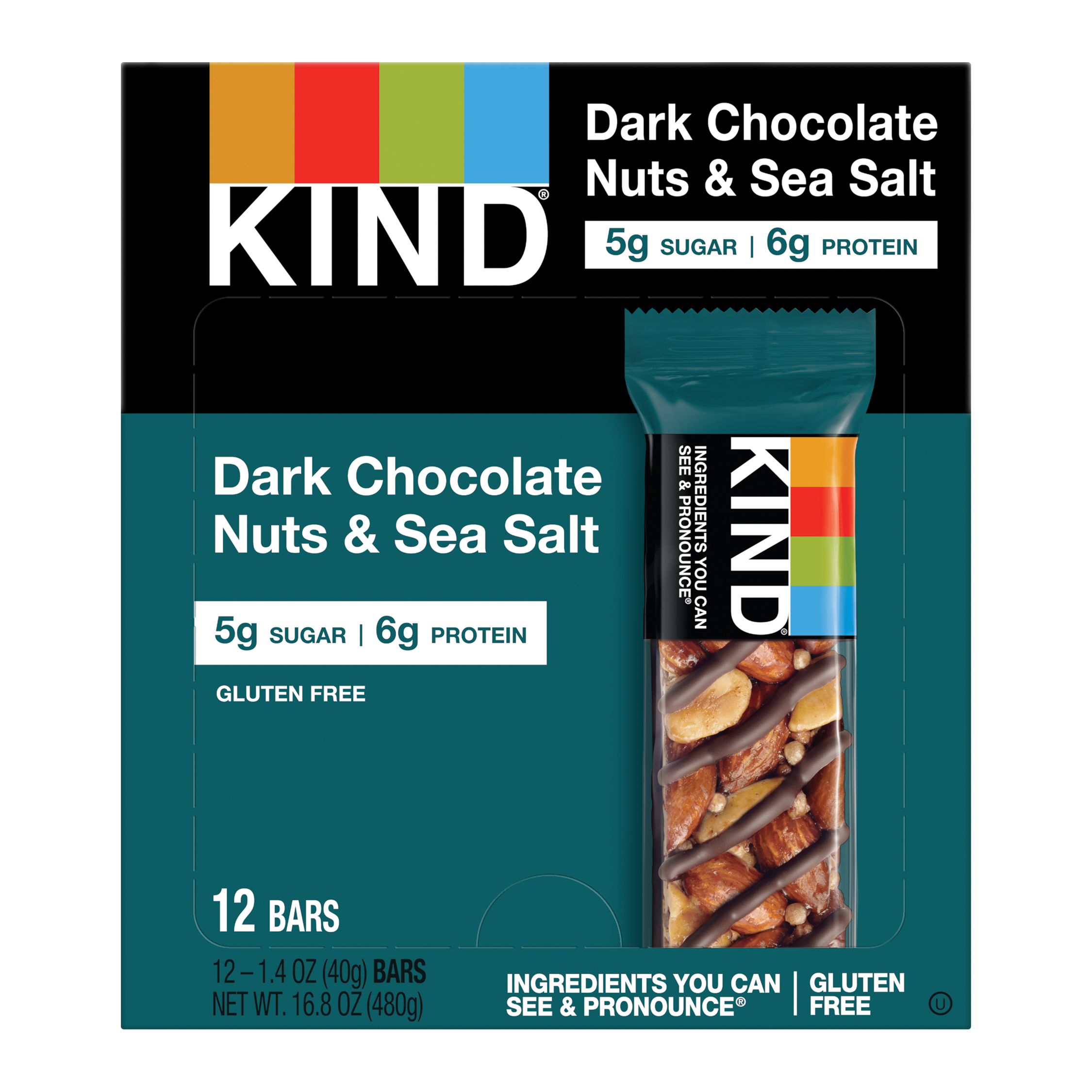 Kind Dark Chocolate Nuts & Sea Salt Bar 1.4 Oz 12 Ct